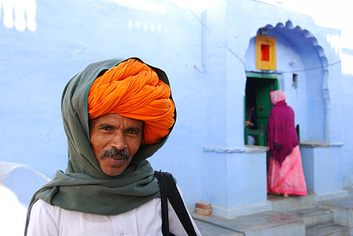 Kishangarth man with large orange turban